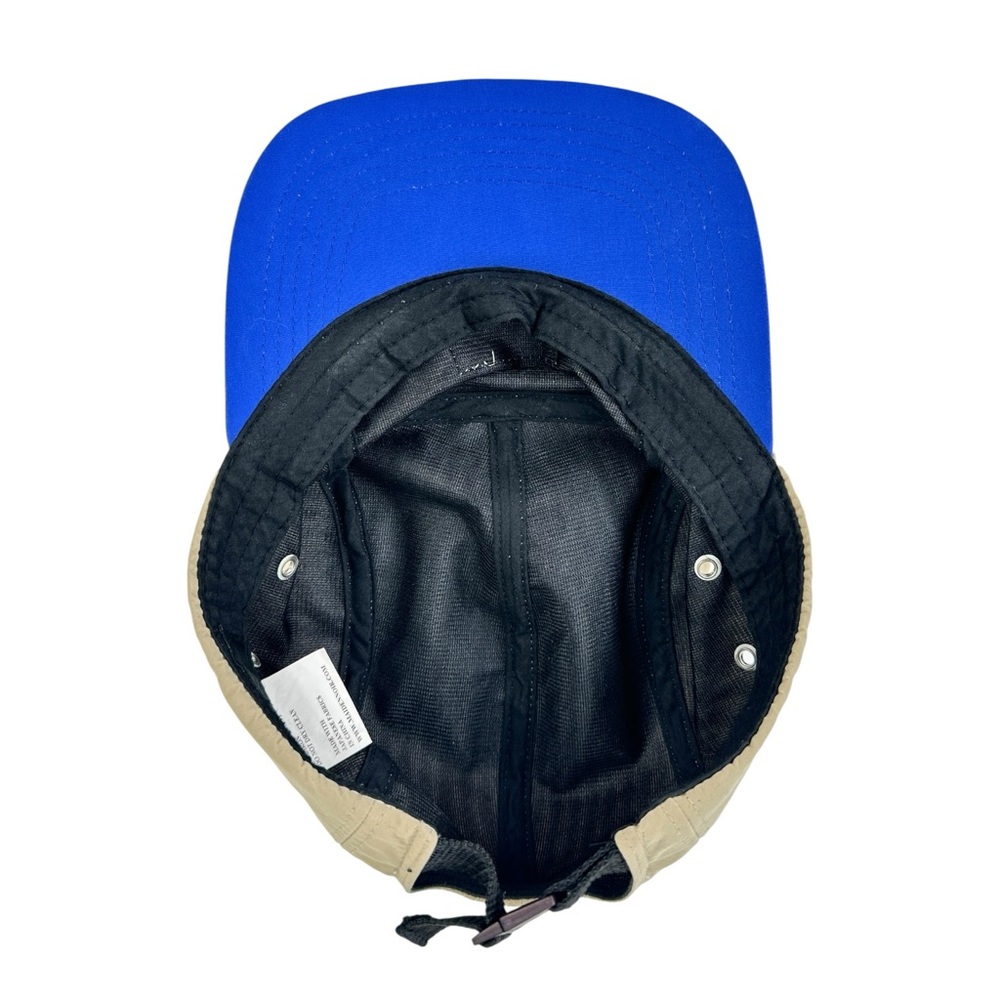 Maiden Noir Tan Beige & Royal Blue Five Panel Adjustable Camp Hat Cap - Picture 8 of 10